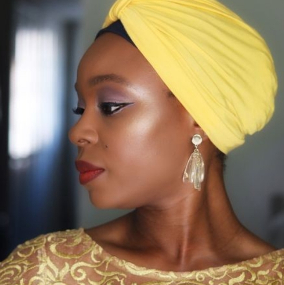 Yellow Knotted Turban Chemotherapy Hat Bonnet Headwrap Hijab Topknot Alopecia